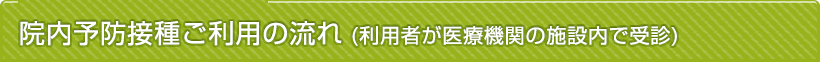 院内予防接種ご利用の流れ（利用者が医療機関の施設内で受診）