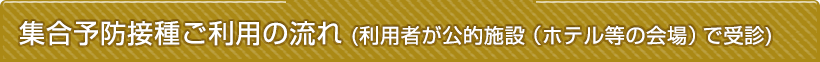 集合予防接種ご利用の流れ（利用者が公的施設（ホテル等の会場）で受診）